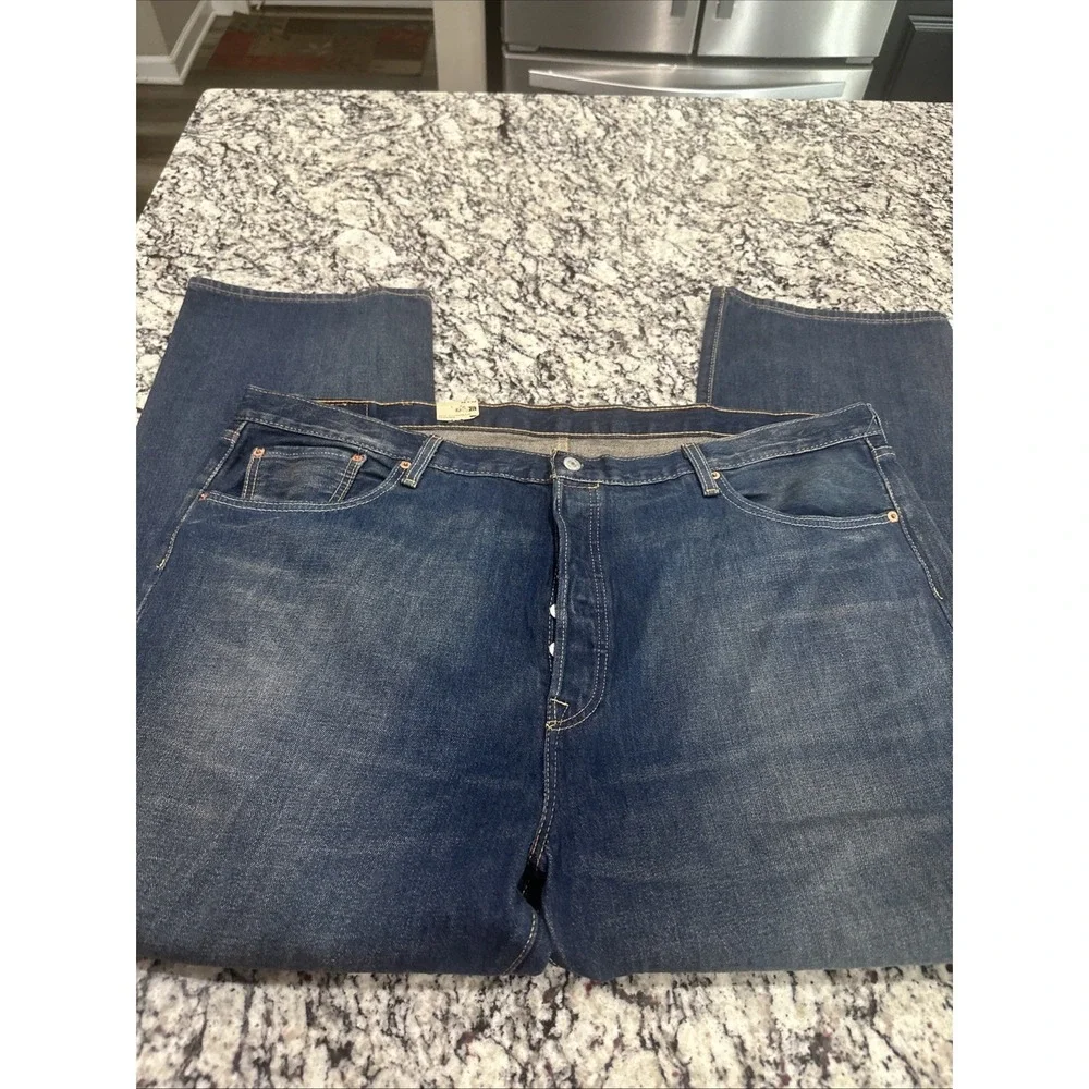 New Levi's 501 Original Button Fly Straight Jeans 46x32 Mens Grunge Look Stretch